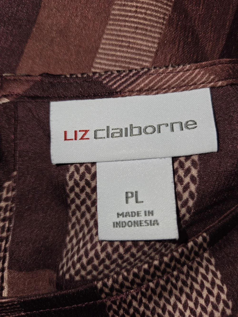 Liz Claiborne Burgundy and Blush Plaid‎ Long-Sleeve Blouse